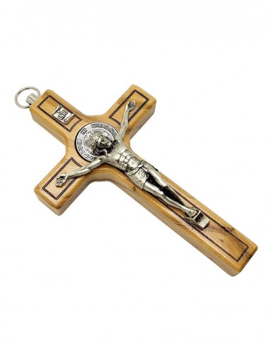 Benediktkreuz aus Olivenholz - 10,5 cm - Hängend