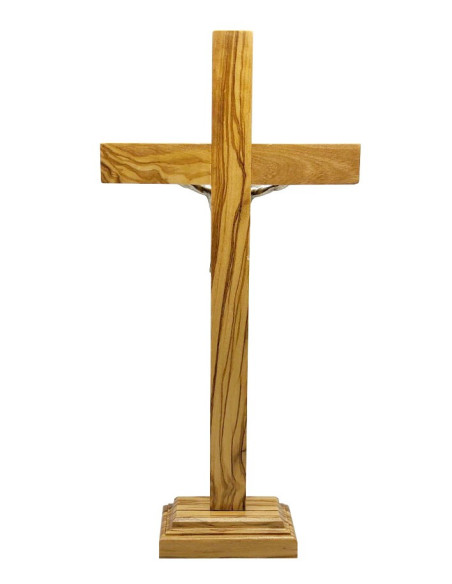 Cruz de Madera de Olivo - 27 cm - con base