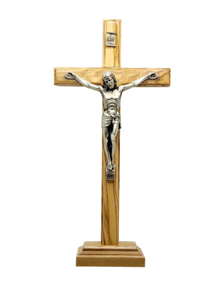 Cruz de Madera de Olivo - 27 cm - con base