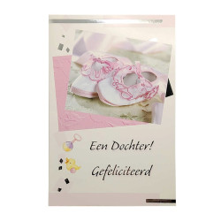 Tarjeta de Felicitación para Bebé Niña - Zapatitos Rosas