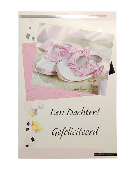 Baby Girl Congratulations Card - Pink Baby Booties