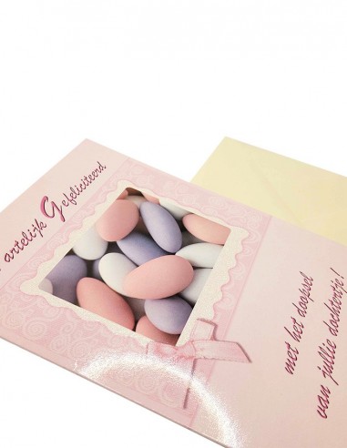 Felicitatiekaart voor de doop van een meisje - Snoep en glitter