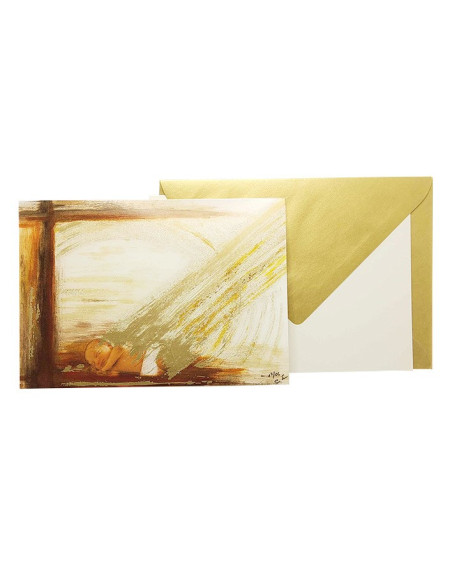 Tarjeta de felicitación por nacimiento - Bebé y dorados