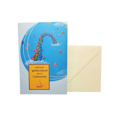 Communion congratulation card - Rainbow of balloons