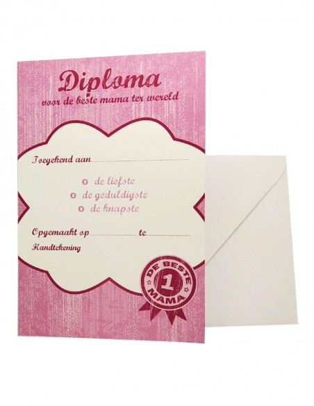 Kaart - Diploma voor de beste moeder ter wereld