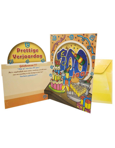 Biglietto compleanno 100 anni olografico con glitter e busta – 11,5 × 17 cm