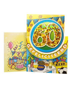 Birthday card with glitter and holographic number - 60 years old