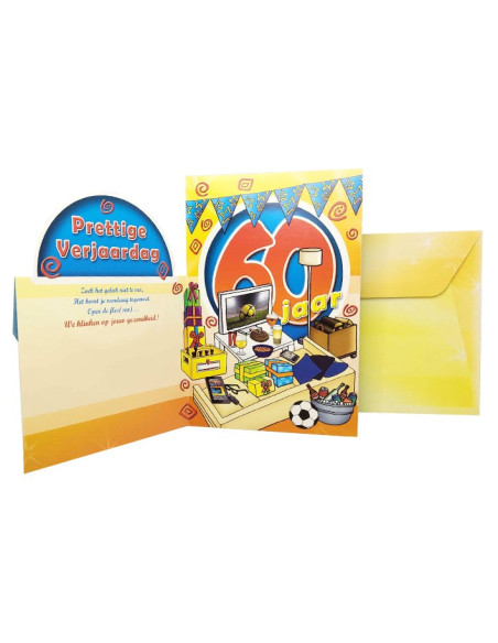 Tarjeta de cumpleaños con purpurina y número holográfico - 60 años