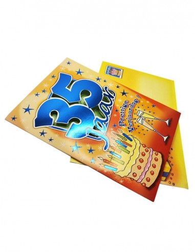 Shiny metallic birthday card - 35 years old