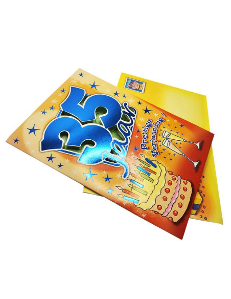 Shiny metallic birthday card - 35 years old