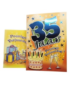 Carte d'anniversaire métallique brillant - 35 ans