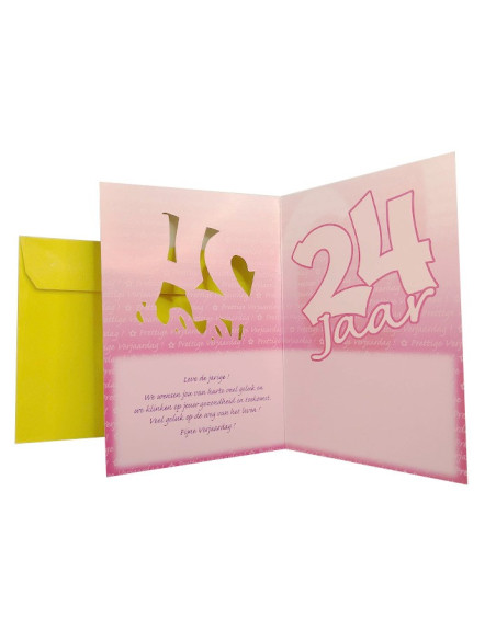 Shiny metallic birthday card - 24 years