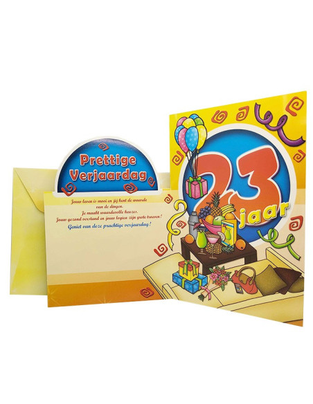 Biglietto di auguri con glitter e numero olografico - 23 anni