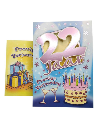 Tarjeta de cumpleaños metálica brillante - 22 años