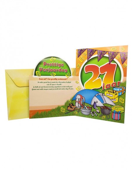 Carte d'anniversaire paillettes et chiffre holographique - 21 ans