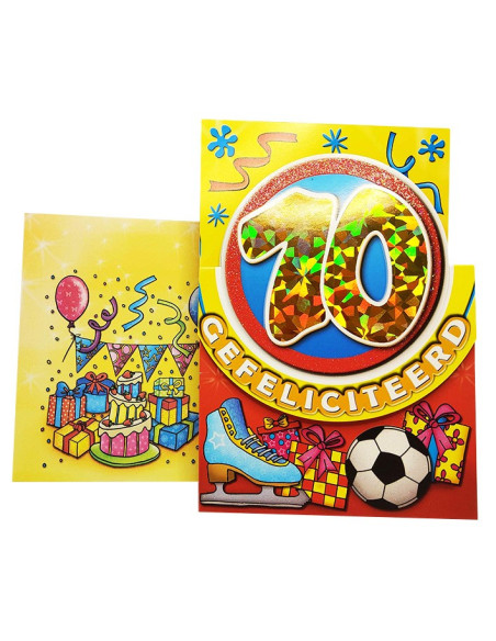 Tarjeta de cumpleaños con purpurina y número holográfico - 10 años