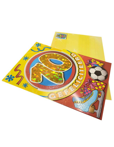 Biglietto di auguri con glitter e numero olografico - 10 anni