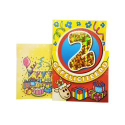 Birthday card with glitter and holographic number - 2 years old