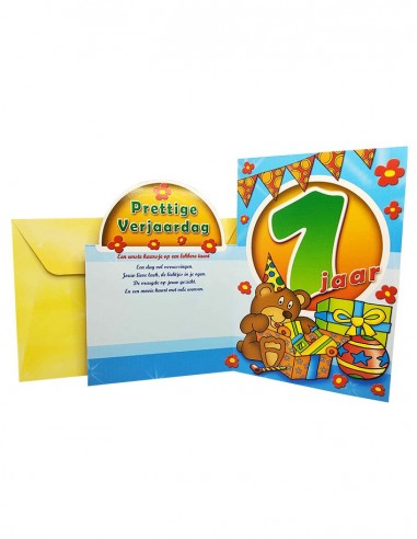 Carte d'anniversaire paillettes et chiffre holographique - 1 an