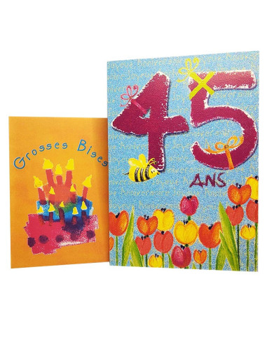 Tarjeta de cumpleaños con purpurina - 45 años