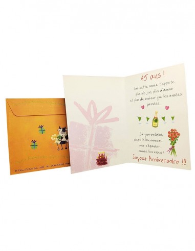 Carte d'anniversaire paillettes - 45 ans