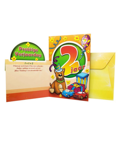 Biglietto di auguri con glitter e numero olografico - 2 anni - Cane