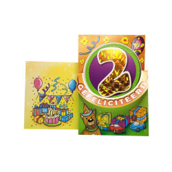 Biglietto di auguri con glitter e numero olografico - 2 anni - Cane