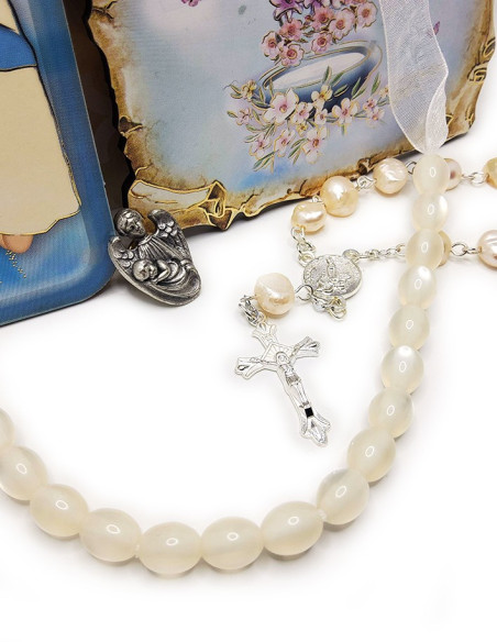 Borsa regalo per nascita o battesimo - Bianco e blu