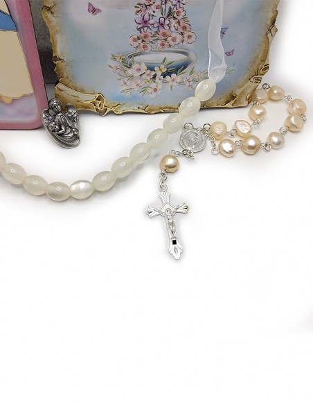 Geschenktüte zur Geburt oder Taufe - Weiß und Rosa