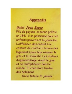 Carte de prière à votre Saint Patron - Apprentis