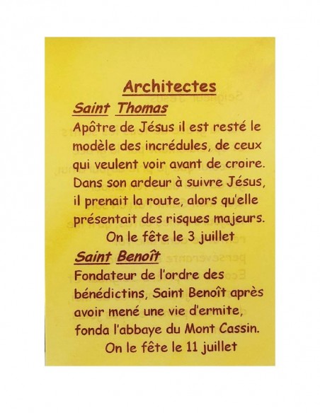 Prayer card to your patron saint - Architects