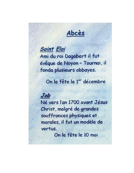 Prayer card to your patron saint - Abscesses