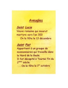 Carte de prière à votre Saint Patron - Aveugles