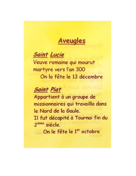 Gebetskarte für Ihren Schutzpatron - Blinde