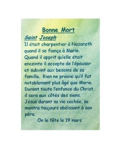 Carte de prière à votre Saint Patron - Bonne Mort