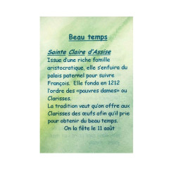 Fine weather prayer card – St Clare of Assisi – French text