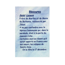 Injuries prayer card – St Lazarus of Bethany – French text