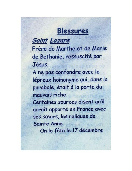 Prayer card to your patron saint - Injuries