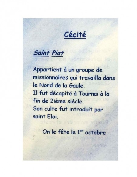 Carte de prière à votre Saint Patron - Cécité