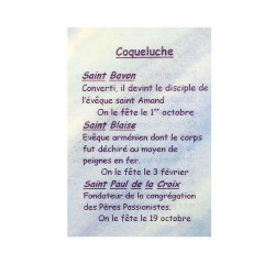 Carte de prière Coqueluche – Saints Bavon, Blaise et Paul de la Croix