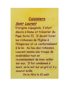 Prayer card to your patron saint - Cooks