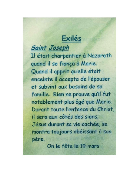 Tarjeta de oración a su santo patrón - Exiliados