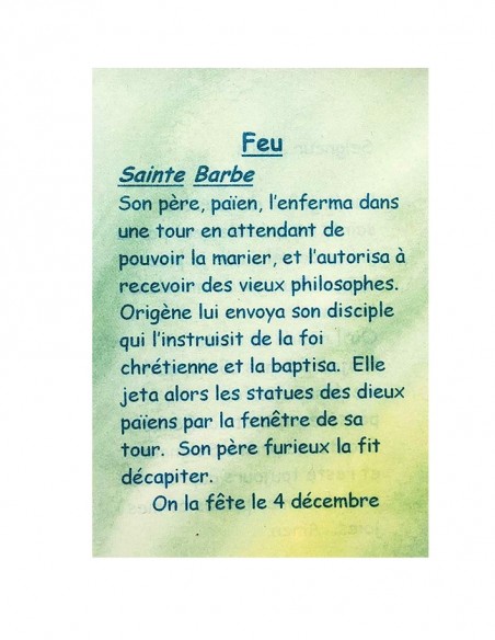 Carte de prière à votre Saint Patron - Feu