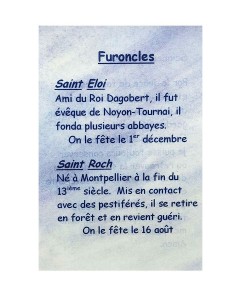 Carte de prière à votre Saint Patron - Furoncles