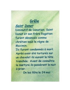 Carte de prière à votre Saint Patron - Grêle