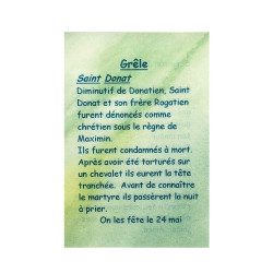Gebetskarte Hagel – Heiliger Donatus – 7,5 × 10 cm
