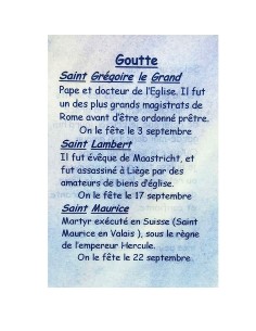 Carte de prière à votre Saint Patron - Goutte