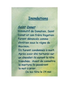 Carte de prière à votre Saint Patron - Inondations