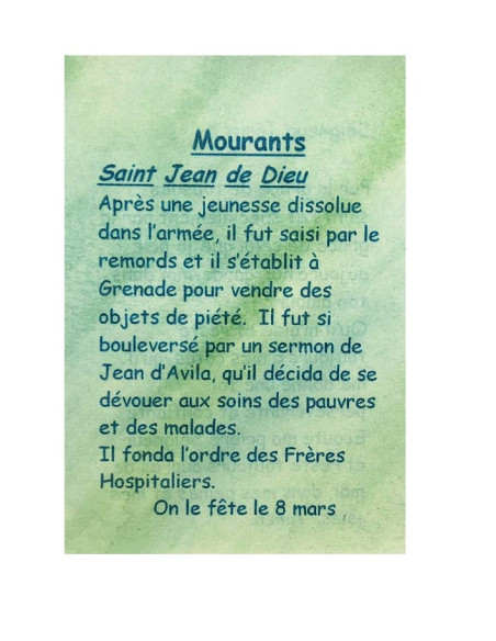 Carta di preghiera per i morenti – San Giovanni di Dio – 7,5 × 10 cm