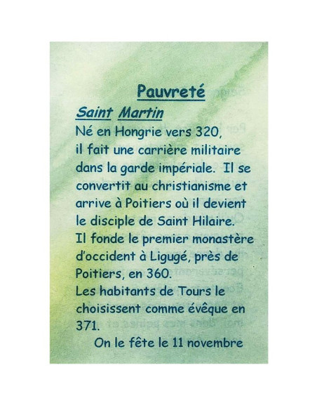 Carte de prière à votre Saint Patron - Pauvreté